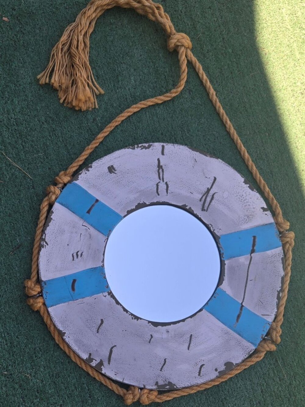 HOBBY LOBBY Nautical Style Life Buoy Metal Framed Mirror w/ Rope NWT